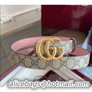 Best Price Gucci GG Canvas and Leather Reversible Belt 3cm GG031701 Pink 2026
