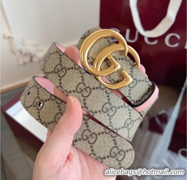 Best Price Gucci GG Canvas and Leather Reversible Belt 3cm GG031701 Pink 2026