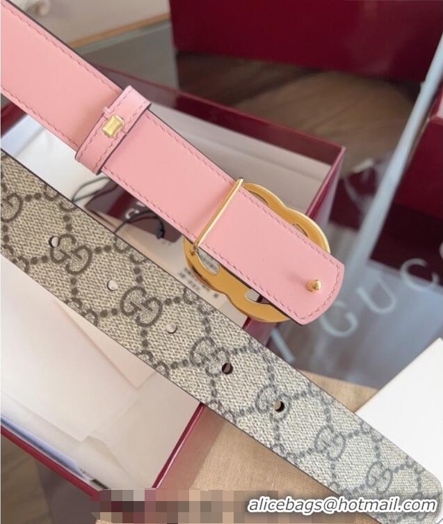 Best Price Gucci GG Canvas and Leather Reversible Belt 3cm GG031701 Pink 2026