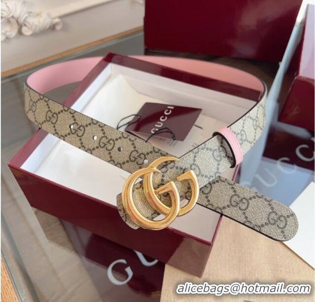 Best Price Gucci GG Canvas and Leather Reversible Belt 3cm GG031701 Pink 2026
