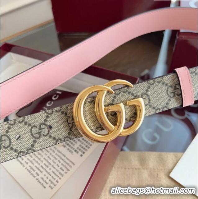Best Price Gucci GG Canvas and Leather Reversible Belt 3cm GG031701 Pink 2026