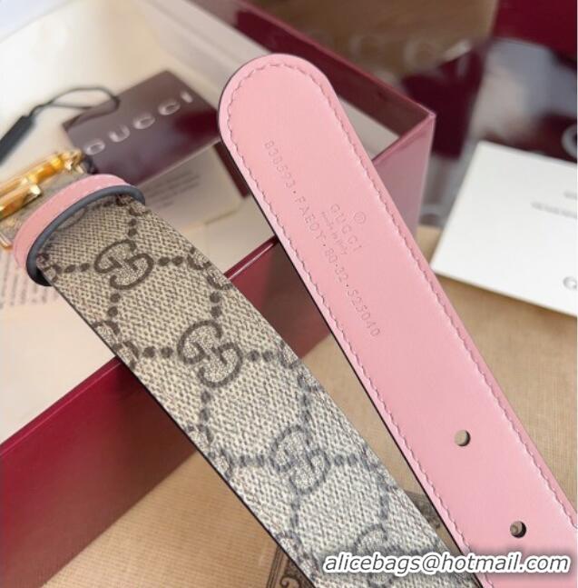 Best Price Gucci GG Canvas and Leather Reversible Belt 3cm GG031701 Pink 2026