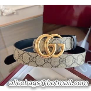 Luxury Cheap Gucci GG Canvas and Leather Reversible Belt 3cm GG031701 Black 2026