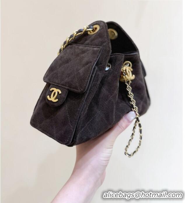 Big Discount Chanel 25 Mini Handbag in Suede Calfskin AS5631 Dark Brown 2026 Top Quality