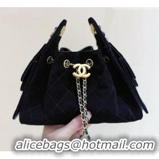 Luxury Cheap Chanel 25 Mini Handbag in Suede Calfskin AS5631 Black 2026 Top Quality