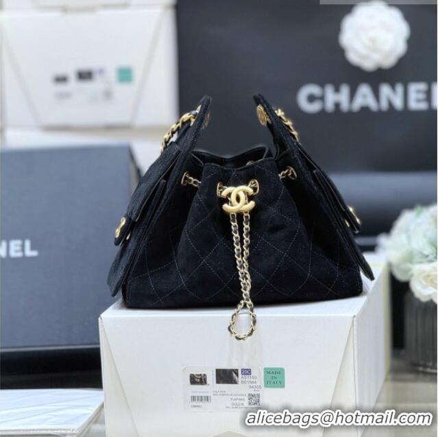 Luxury Cheap Chanel 25 Mini Handbag in Suede Calfskin AS5631 Black 2026 Top Quality