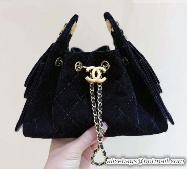 Luxury Cheap Chanel 25 Mini Handbag in Suede Calfskin AS5631 Black 2026 Top Quality