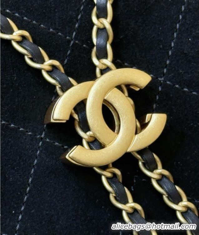 Luxury Cheap Chanel 25 Mini Handbag in Suede Calfskin AS5631 Black 2026 Top Quality