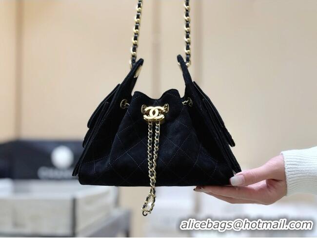 Luxury Cheap Chanel 25 Mini Handbag in Suede Calfskin AS5631 Black 2026 Top Quality