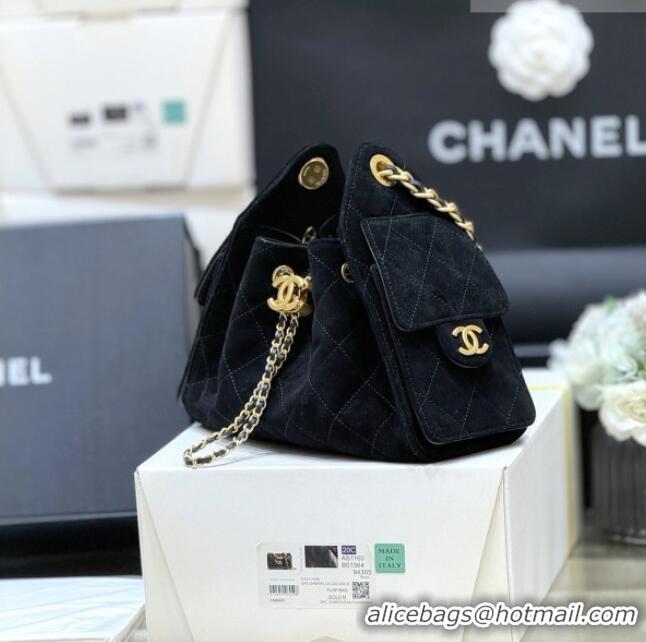Luxury Cheap Chanel 25 Mini Handbag in Suede Calfskin AS5631 Black 2026 Top Quality