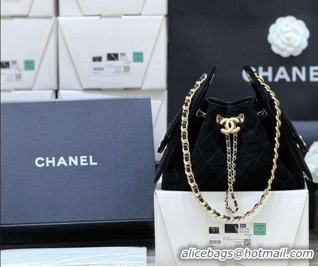 Luxury Cheap Chanel 25 Mini Handbag in Suede Calfskin AS5631 Black 2026 Top Quality