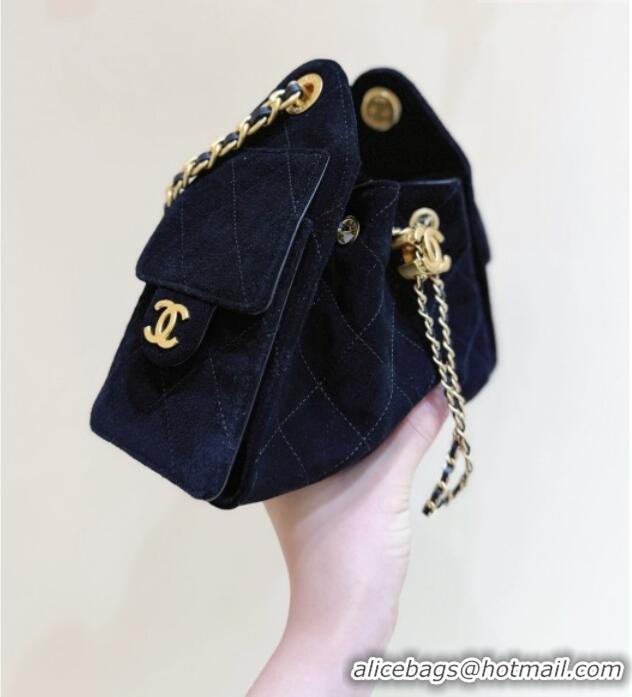 Luxury Cheap Chanel 25 Mini Handbag in Suede Calfskin AS5631 Black 2026 Top Quality