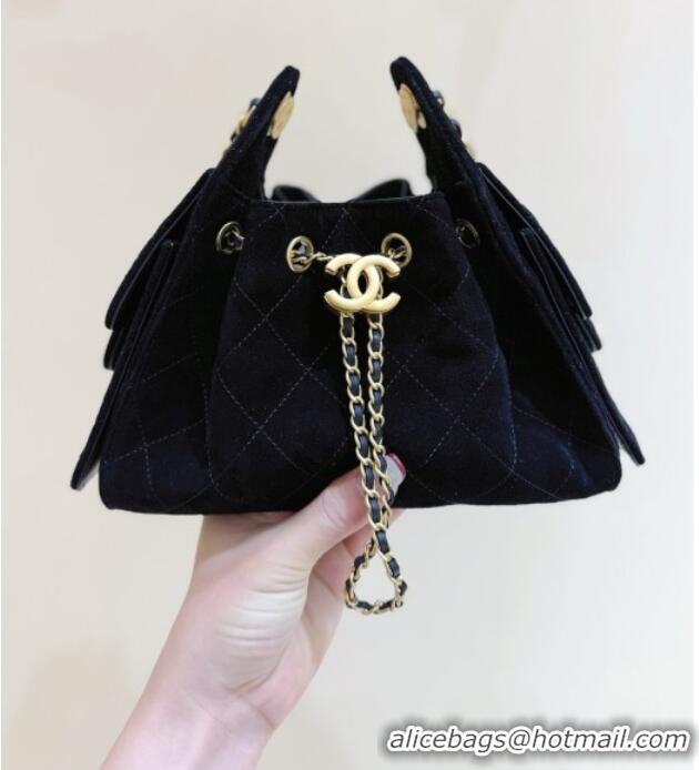 Luxury Cheap Chanel 25 Mini Handbag in Suede Calfskin AS5631 Black 2026 Top Quality