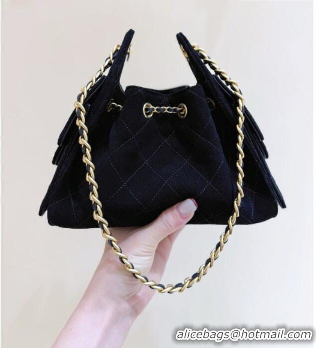 Luxury Cheap Chanel 25 Mini Handbag in Suede Calfskin AS5631 Black 2026 Top Quality