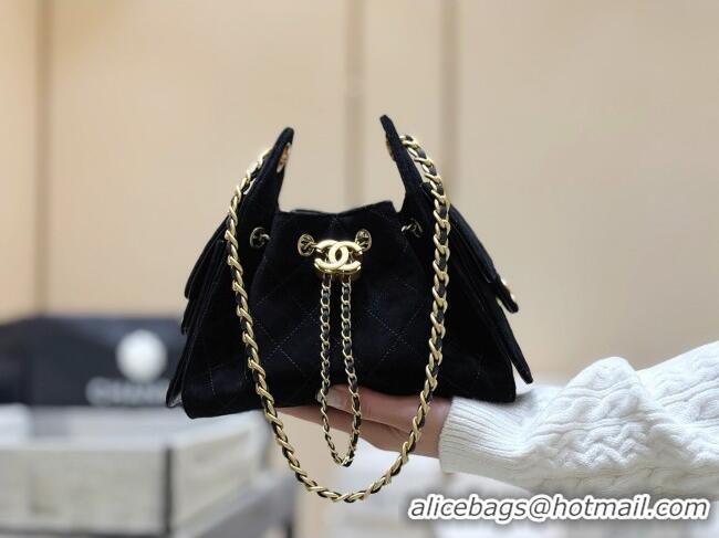 Luxury Cheap Chanel 25 Mini Handbag in Suede Calfskin AS5631 Black 2026 Top Quality