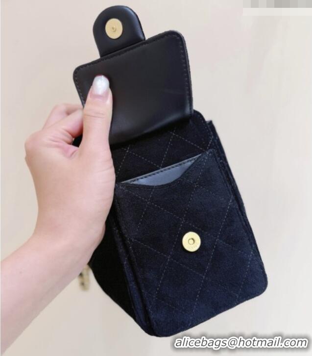 Luxury Cheap Chanel 25 Mini Handbag in Suede Calfskin AS5631 Black 2026 Top Quality