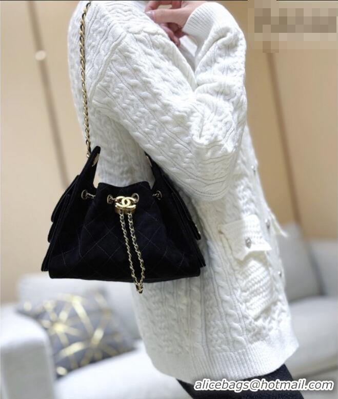 Luxury Cheap Chanel 25 Mini Handbag in Suede Calfskin AS5631 Black 2026 Top Quality