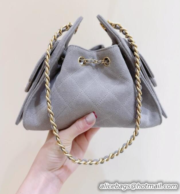 Grade Design Chanel 25 Mini Handbag in Suede Calfskin AS5631 Grey 2026 Top Quality
