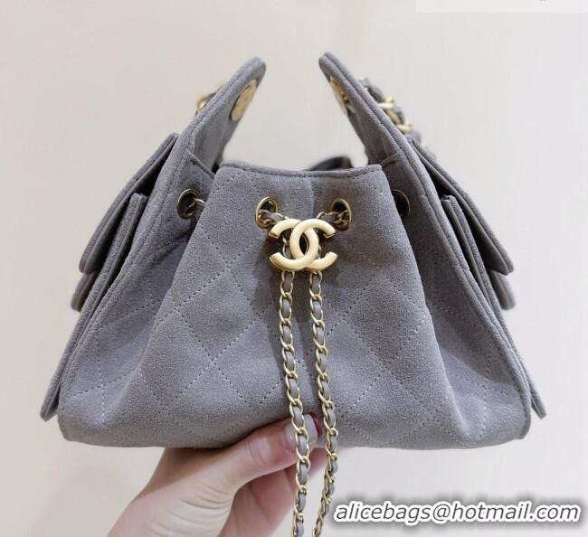 Grade Design Chanel 25 Mini Handbag in Suede Calfskin AS5631 Grey 2026 Top Quality