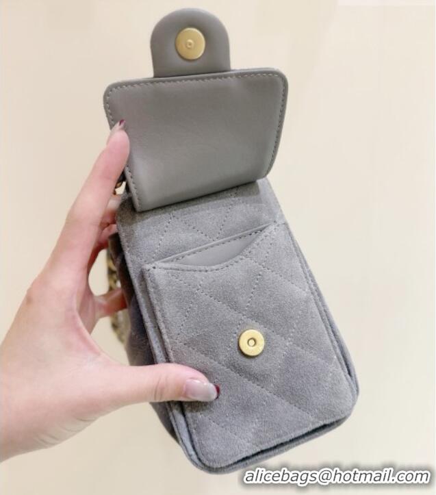 Grade Design Chanel 25 Mini Handbag in Suede Calfskin AS5631 Grey 2026 Top Quality