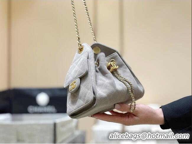 Grade Design Chanel 25 Mini Handbag in Suede Calfskin AS5631 Grey 2026 Top Quality