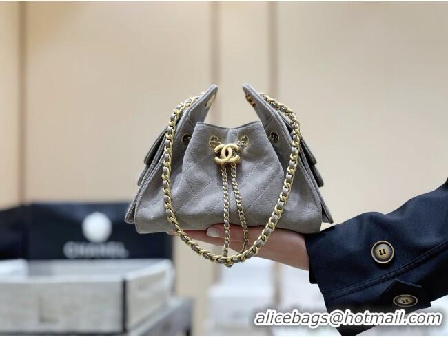 Grade Design Chanel 25 Mini Handbag in Suede Calfskin AS5631 Grey 2026 Top Quality