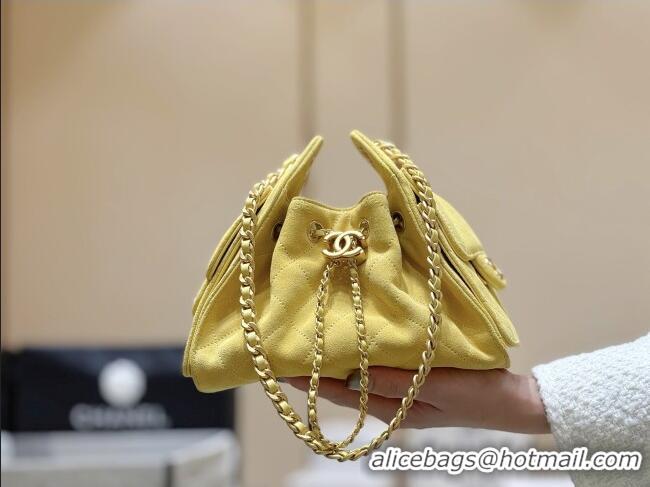 Most Popular Chanel 25 Mini Handbag in Suede Calfskin AS5631 Yellow 2026 Top Quality