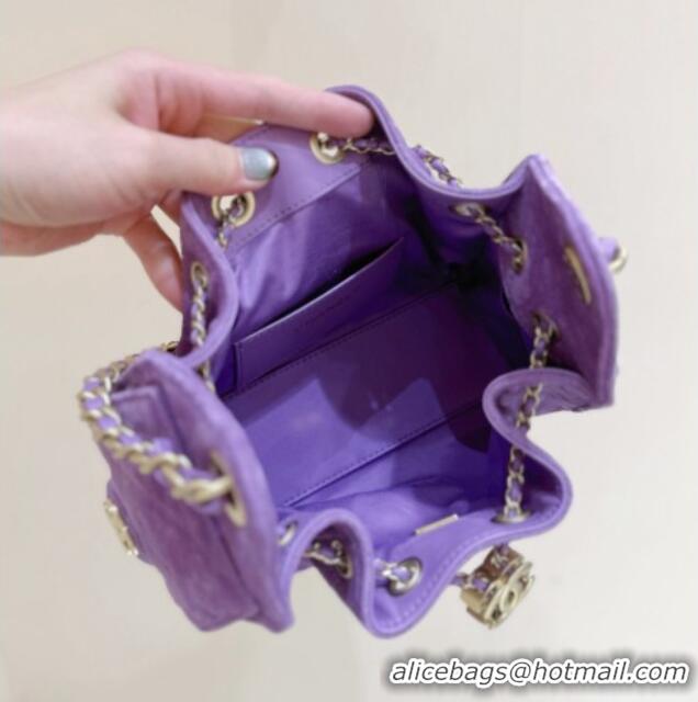 Best Price Chanel 25 Mini Handbag in Suede Calfskin AS5631 Purple 2026 Top Quality