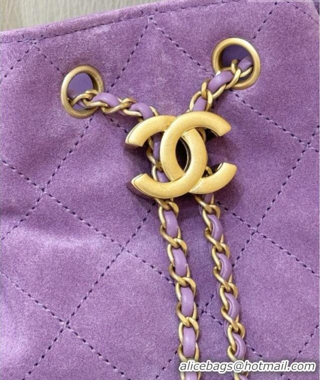 Best Price Chanel 25 Mini Handbag in Suede Calfskin AS5631 Purple 2026 Top Quality