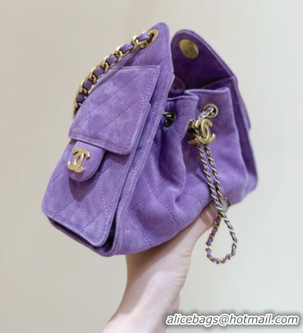 Best Price Chanel 25 Mini Handbag in Suede Calfskin AS5631 Purple 2026 Top Quality