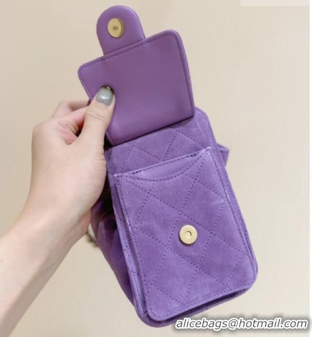 Best Price Chanel 25 Mini Handbag in Suede Calfskin AS5631 Purple 2026 Top Quality