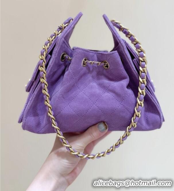 Best Price Chanel 25 Mini Handbag in Suede Calfskin AS5631 Purple 2026 Top Quality