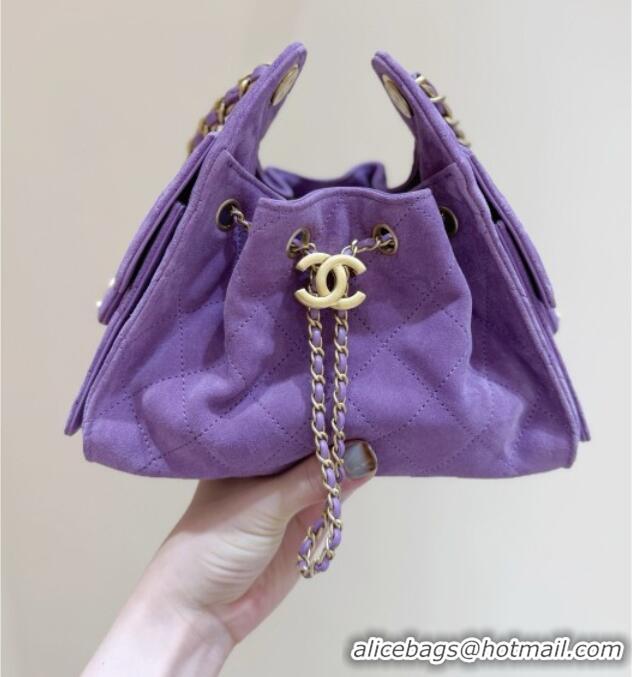 Best Price Chanel 25 Mini Handbag in Suede Calfskin AS5631 Purple 2026 Top Quality