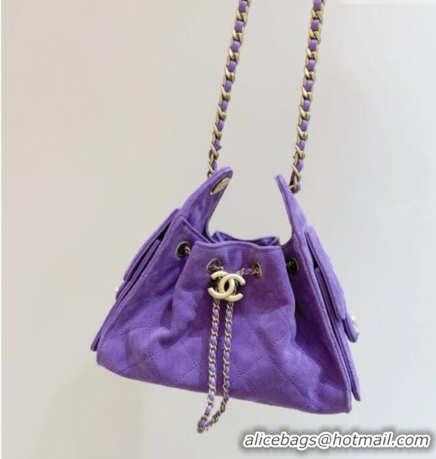 Best Price Chanel 25 Mini Handbag in Suede Calfskin AS5631 Purple 2026 Top Quality