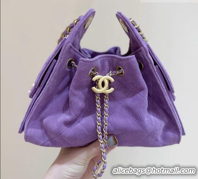 Best Price Chanel 25 Mini Handbag in Suede Calfskin AS5631 Purple 2026 Top Quality