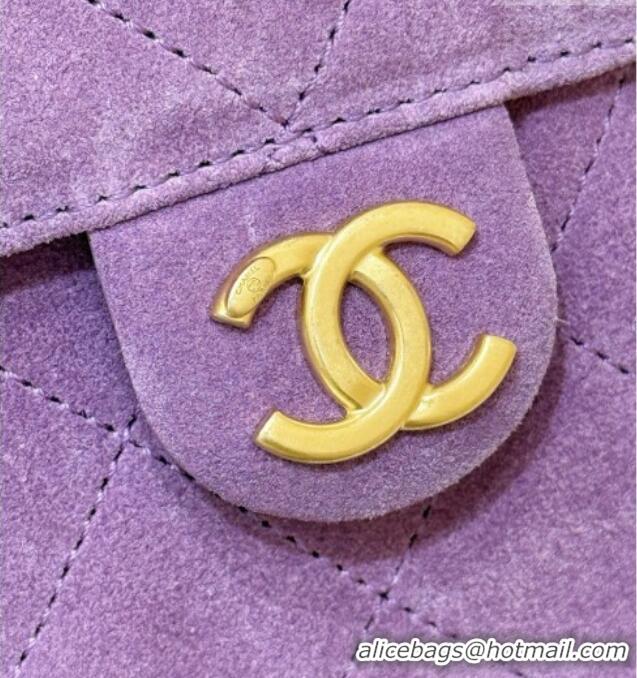 Best Price Chanel 25 Mini Handbag in Suede Calfskin AS5631 Purple 2026 Top Quality