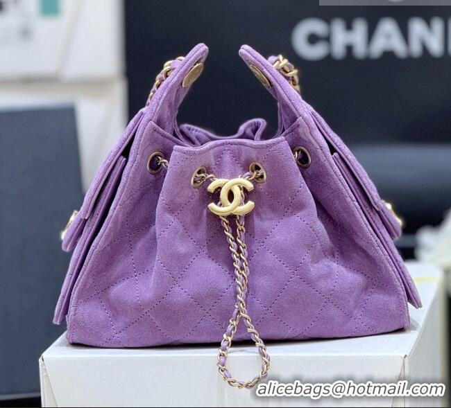 Best Price Chanel 25 Mini Handbag in Suede Calfskin AS5631 Purple 2026 Top Quality