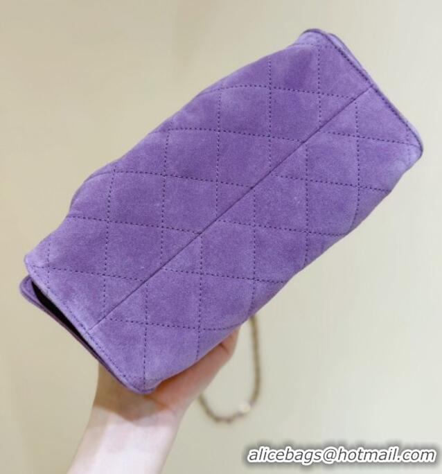 Best Price Chanel 25 Mini Handbag in Suede Calfskin AS5631 Purple 2026 Top Quality