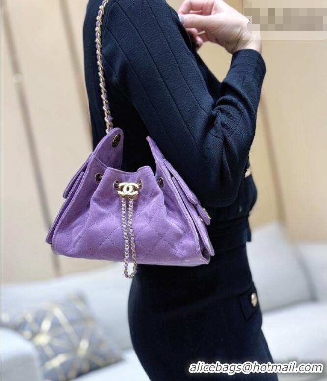 Best Price Chanel 25 Mini Handbag in Suede Calfskin AS5631 Purple 2026 Top Quality