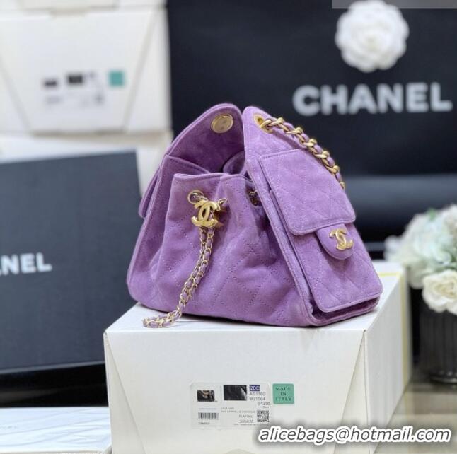 Best Price Chanel 25 Mini Handbag in Suede Calfskin AS5631 Purple 2026 Top Quality