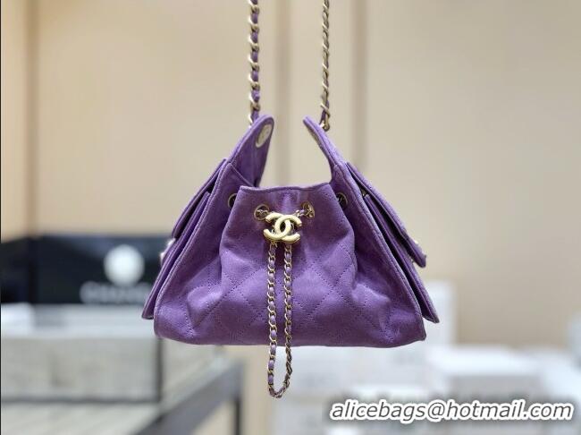 Best Price Chanel 25 Mini Handbag in Suede Calfskin AS5631 Purple 2026 Top Quality