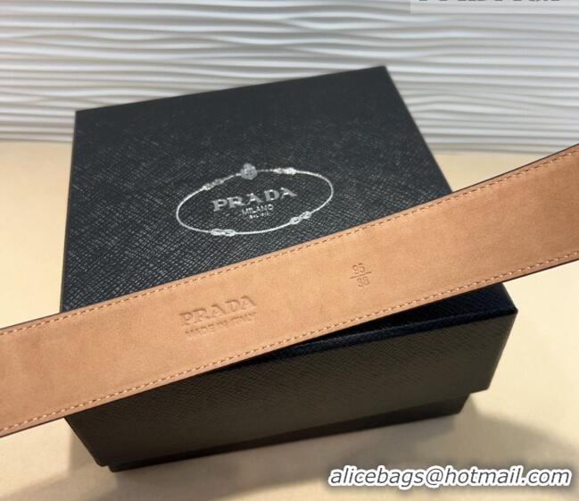 Buy Discount Prada Suede Belt 3.5cm with Silver Pin Buckle 1127 Black 2024