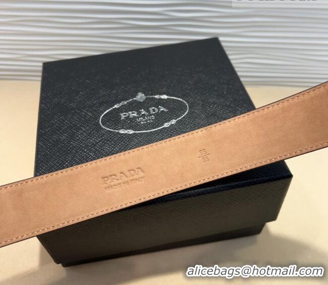 Market Sells Prada Suede Belt 3.5cm with Silver Pin Buckle 1127 Brown 2024