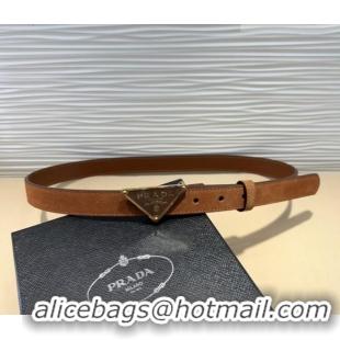 Good Product Prada Suede Belt 2cm with Triangle Logo Buckle PR011001 Brown/Gold 2025