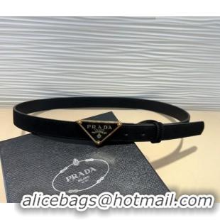Shop Inexpensive Prada Suede Belt 2cm with Triangle Logo Buckle PR011001 Black/Gold 2025