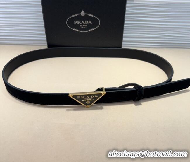 Shop Inexpensive Prada Suede Belt 2cm with Triangle Logo Buckle PR011001 Black/Gold 2025