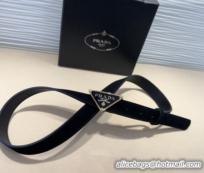Shop Inexpensive Prada Suede Belt 2cm with Triangle Logo Buckle PR011001 Black/Gold 2025