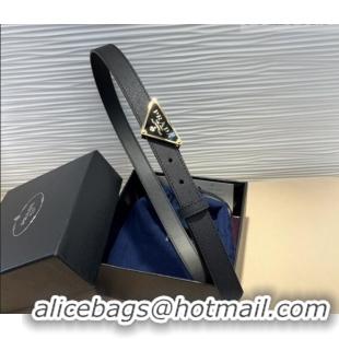 Well Crafted Prada Saffiano Leather Belt 2cm with Triangle Logo Buckle PR011001 Black/Gold 2025