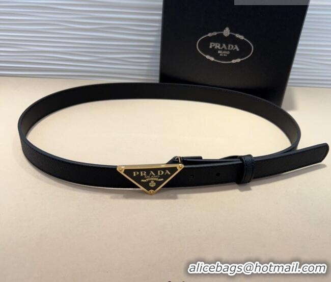 Well Crafted Prada Saffiano Leather Belt 2cm with Triangle Logo Buckle PR011001 Black/Gold 2025