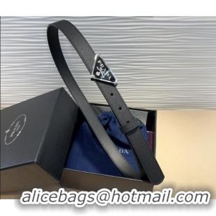 Grade Quality Prada Saffiano Leather Belt 2cm with Triangle Logo Buckle PR011001 Black/Silver 2025